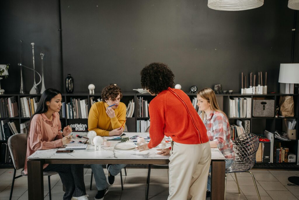 an event planner working with a group of event vendors efficiently