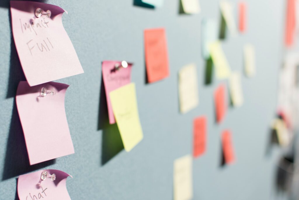 Wall full of post it notes