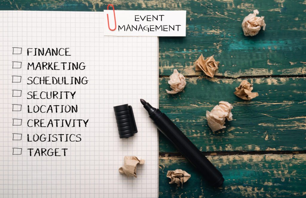 event management checklist - finance, marketing, creativity, etc.