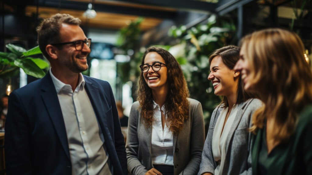 a group of people networking at an event