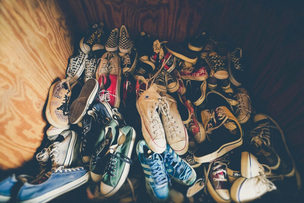 a pile of shoes