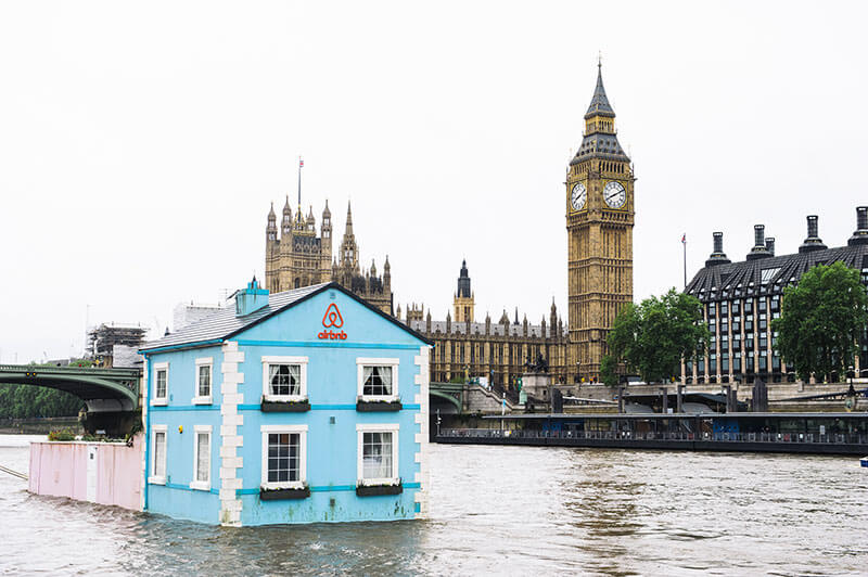 airbnb floating house river thames big ben