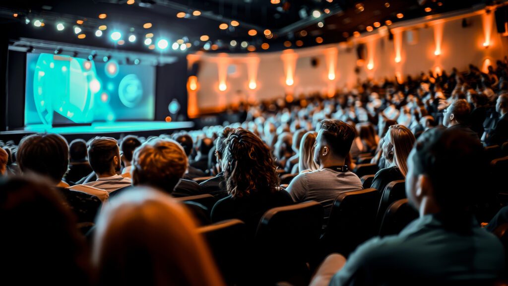 3d stage design with flat frame at conference