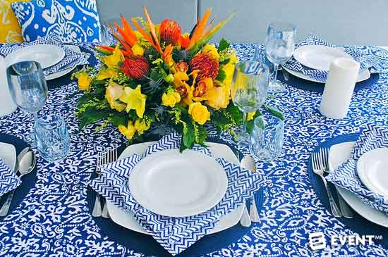 vibrant marina table setting events