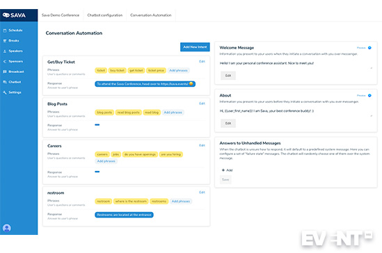 Sava Events setting up your event chatbot