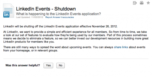LinkedIn Events Shut Down