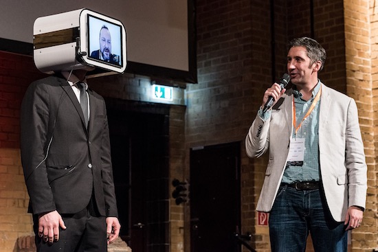human telepresence robot on stage