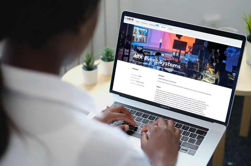 An event planner reviews a vendor profile on Cvent Vendor Marketplace.