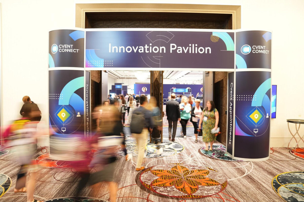People attending a trade show