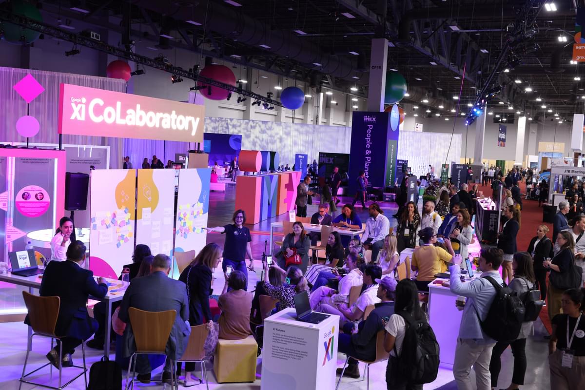 Group of people on a trade show floor