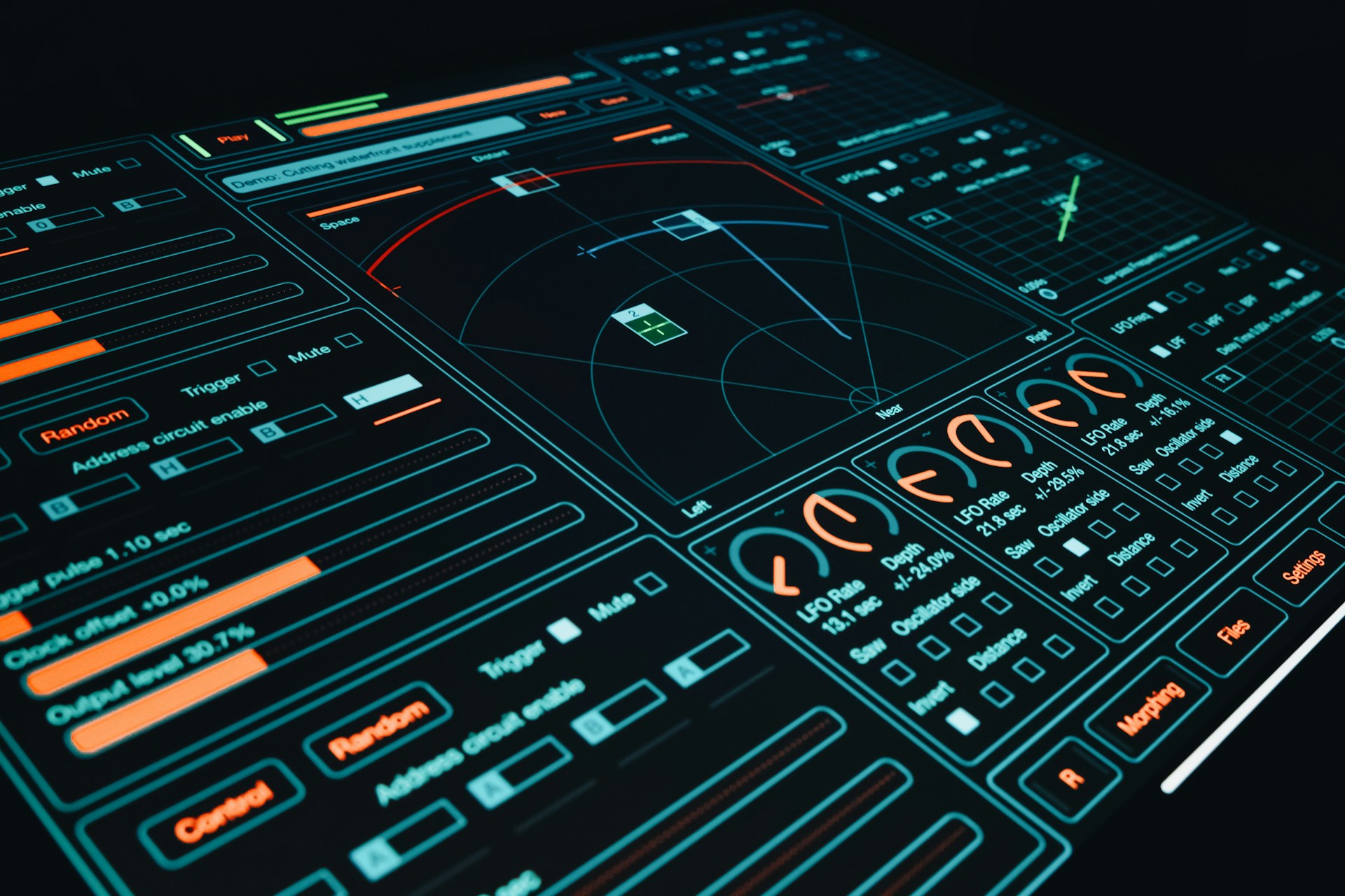 event tech - close up of a control panel in a dark room