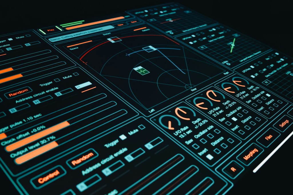 event tech - close up of a control panel in a dark room