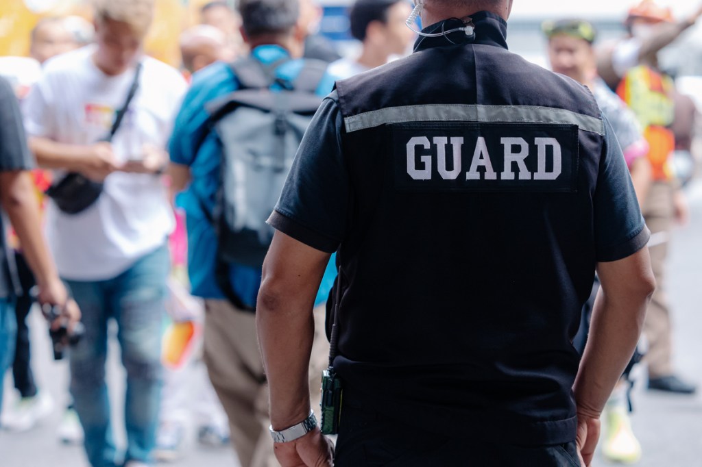 security guard standing at an outdoor event