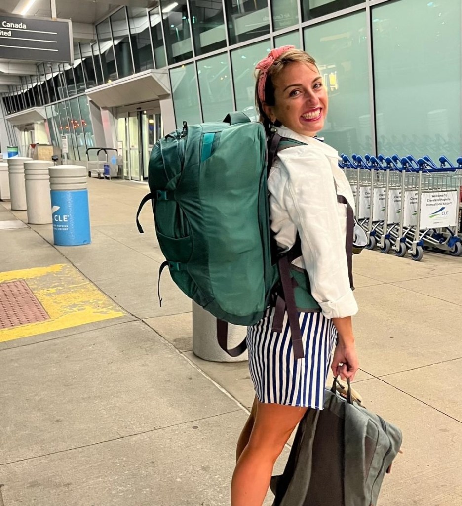 woman with backpack