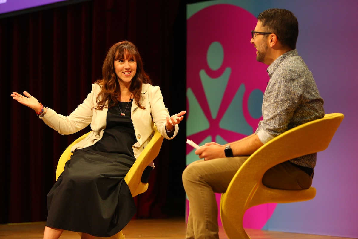 two people on stage